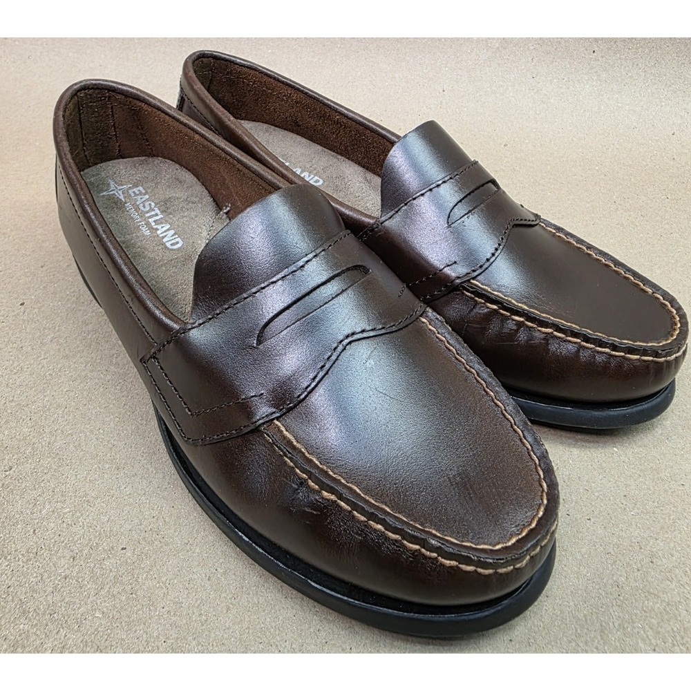Eastland (Sz 7 M) Shoes Women's Leather Classic 2 Penny Loafers Brown Slip On's